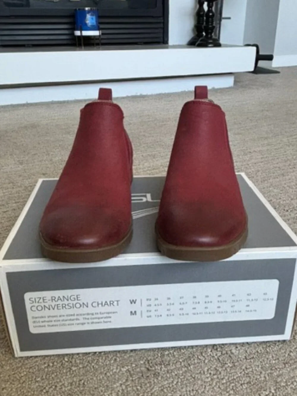 Dansko Louisa Burnished Calf Red Bootie in Perfect Condition
